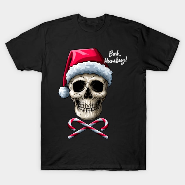 Skull Bah Humbug! Funny Santa Christmas Cross Candy T-Shirt by Blink_Imprints10